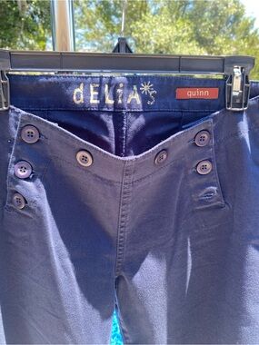 dELiA*s Navy Low-Rise Button-Front Sailor Pants NWT